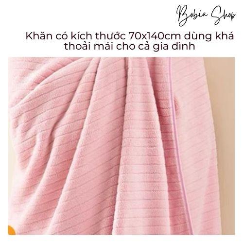 Khăn tắm lông cừu san hô vân kẻ sọc siêu dày, siêu mềm mịn cho da của gia đình 70x140cm