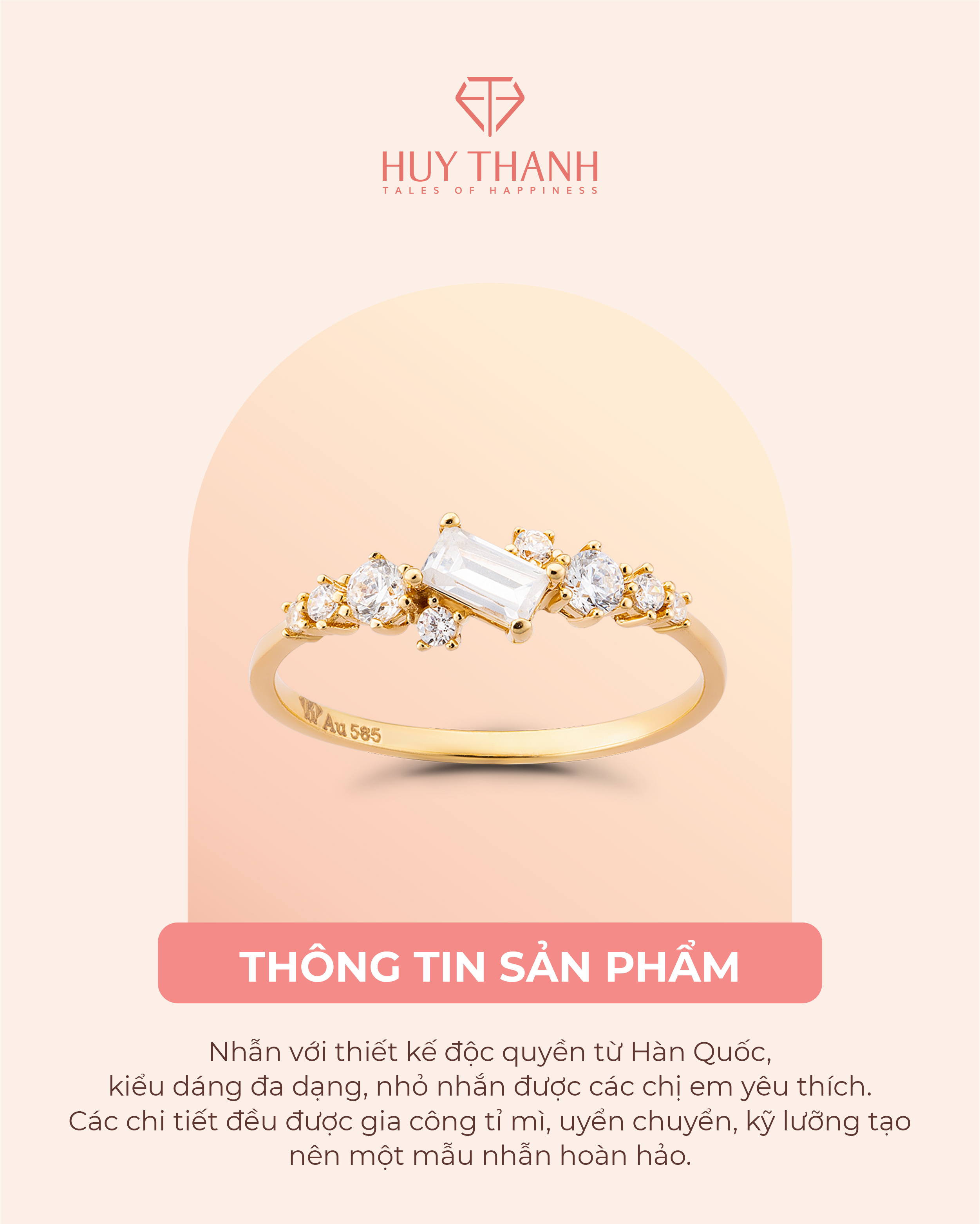 Nhẫn Nữ Vàng Tây 14k NLF411 Huy Thanh Jewelry