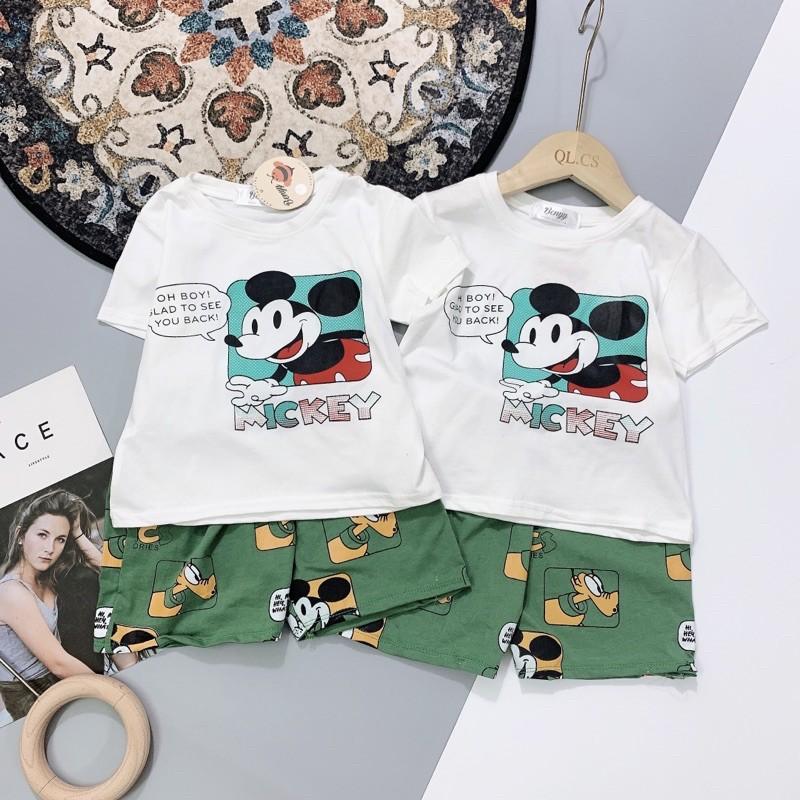 BT40 - BỘ COTTON MICKY QUẦN XANH HỌA TIẾT BÉ TRAI