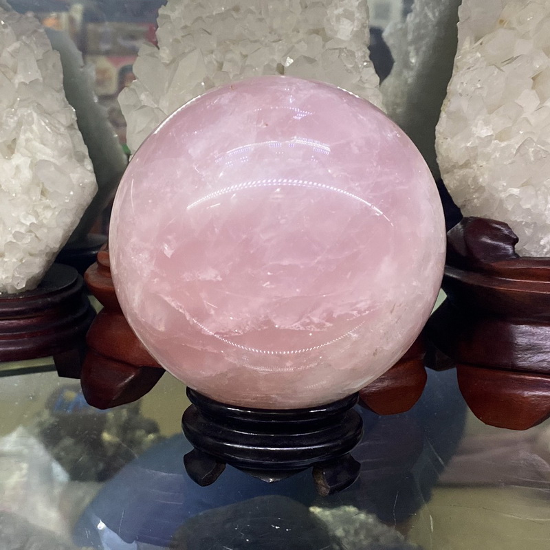 Quả Cầu Đá Thạch Anh Hồng Rose Quartz - Đá Thạch Anh Phong Thủy