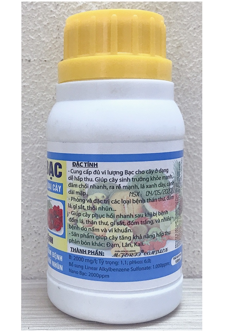 NANO Bạc Chuyên Dùng Cho Các Loại Cây, Đặc Trị: Thán Thư, Đốm Lá, Gỉ Sắt, Thối Nhũn, Thể Tích: 100ml - Xanh Cây, Sạch Bệnh!
