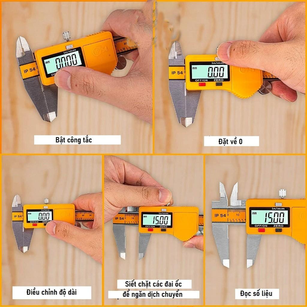 THƯỚC CẶP ĐIỆN TỬ(0-200MM) 3V INGCO HDCD28200 - HÀNG CHÍNH HÃNG