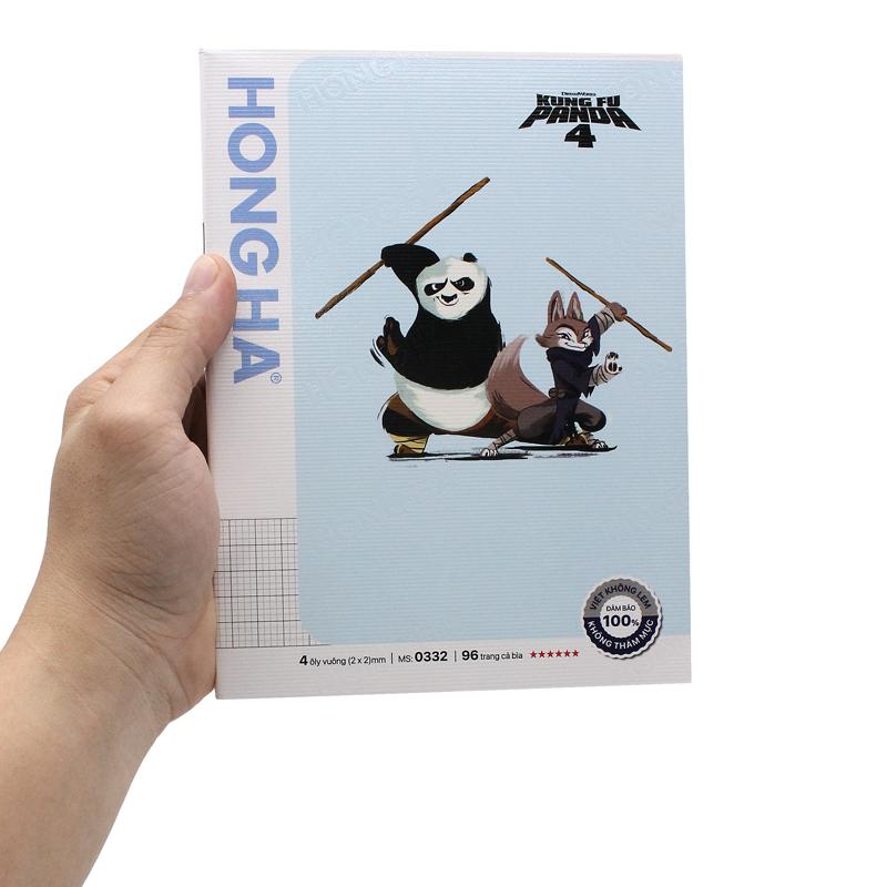 Combo 5 Tập Học Sinh Class KungFu Panda 4 - 4 Ô Ly Vuông - 96 Trang 100gsm - Hồng Hà 0332 - Mẫu 3 + Tặng Kèm Thẻ Cào