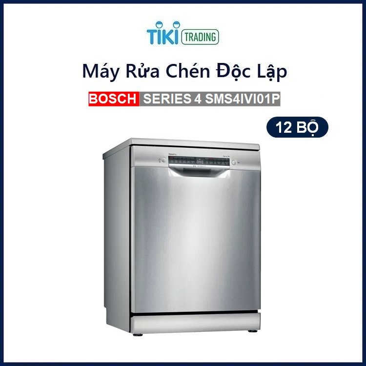 Máy Rửa Chén Độc Lập Bosch HMH.SMS4IVI01P (Series 4) - 12 Bộ - 6 Chương Trình Rửa - Hàng Chính Hãng