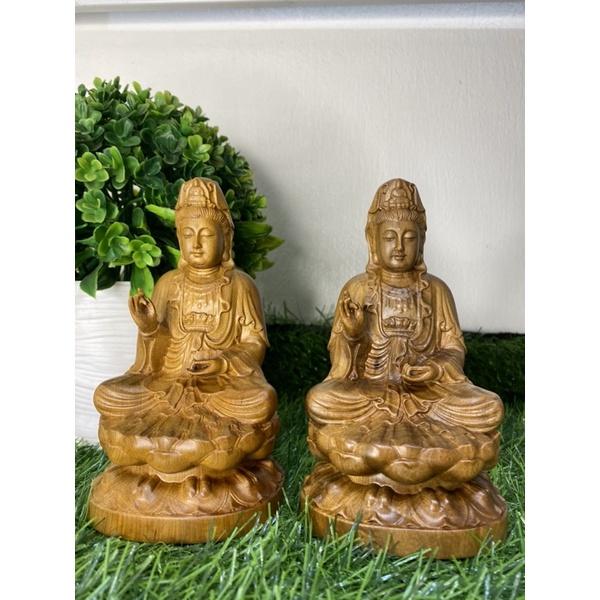 Tượng phật Bà Quan Âm - gỗ bách xanh, có mùi thơm để ô tô, bàn làm việc