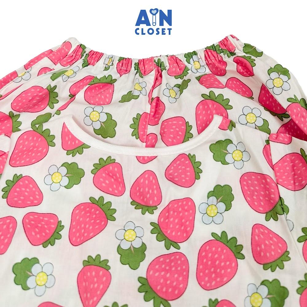 Bộ quần áo Ngắn bé gái họa tiết Dâu Hồng Cotton - AICDBGIADMQG - AIN Closet