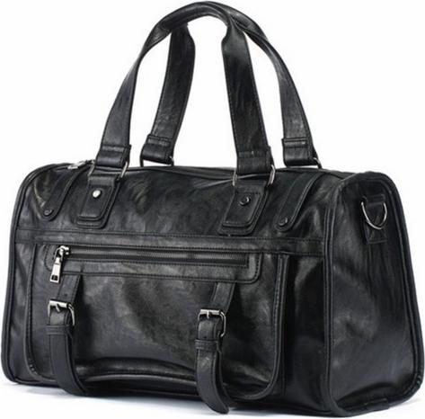 Men'S Business Handbag Oil Wax Soft Leather Large Capacity Travel Duffle Bag