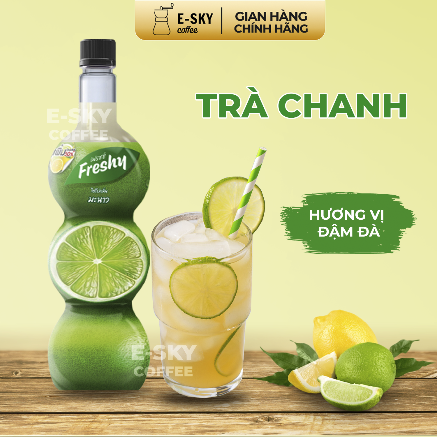 Siro Chanh Freshy Lime Syrup Nguyên Liệu Pha Chế Trà Sữa Chai 710ml
