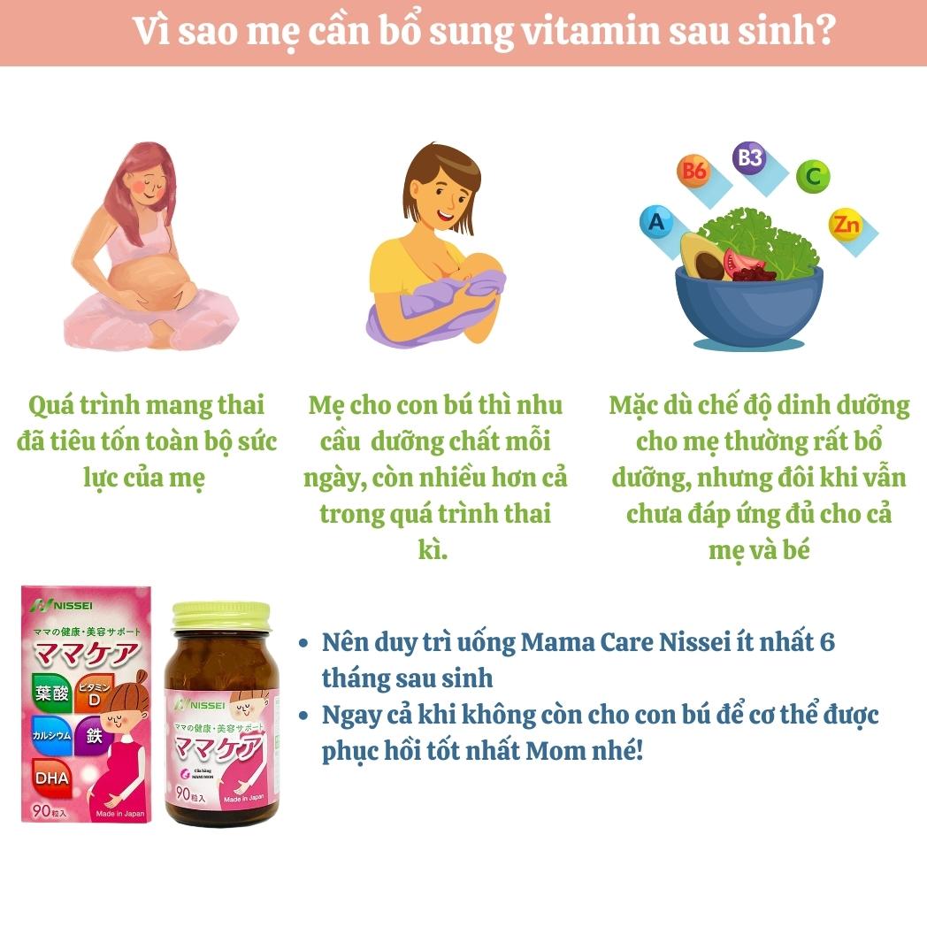 Vitamin tổng hợp cho bà bầu mẹ sau sinh cho con bú Mama Care Nissei Nhật Bản