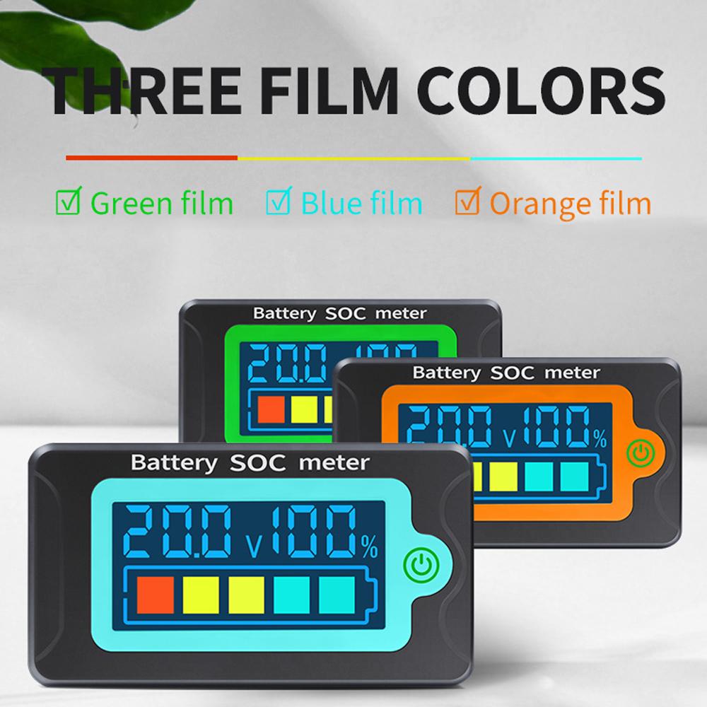 Waterproof Battery SOC Power Meter Capacity Indicator 8-100V Direct Current Voltmeter 12.0V 24V 36V 48V 60V 72V Lithium Iron Phosphate Battery Ternary Lithium Polymer Battery Tester