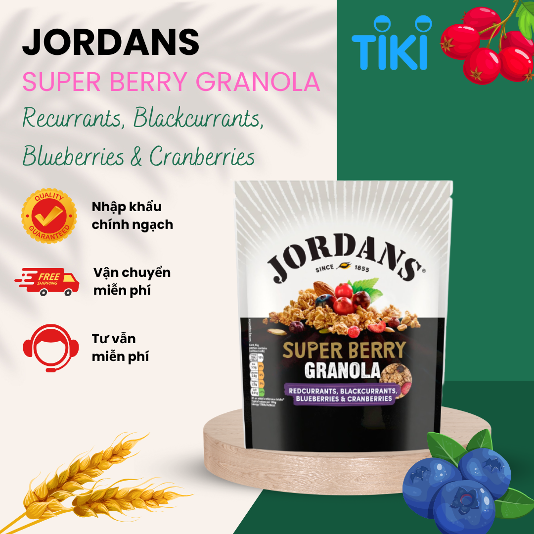 NGŨ CỐC GRANOLA JORDANS SUPER BERRY - GÓI 550G - ANH QUỐC