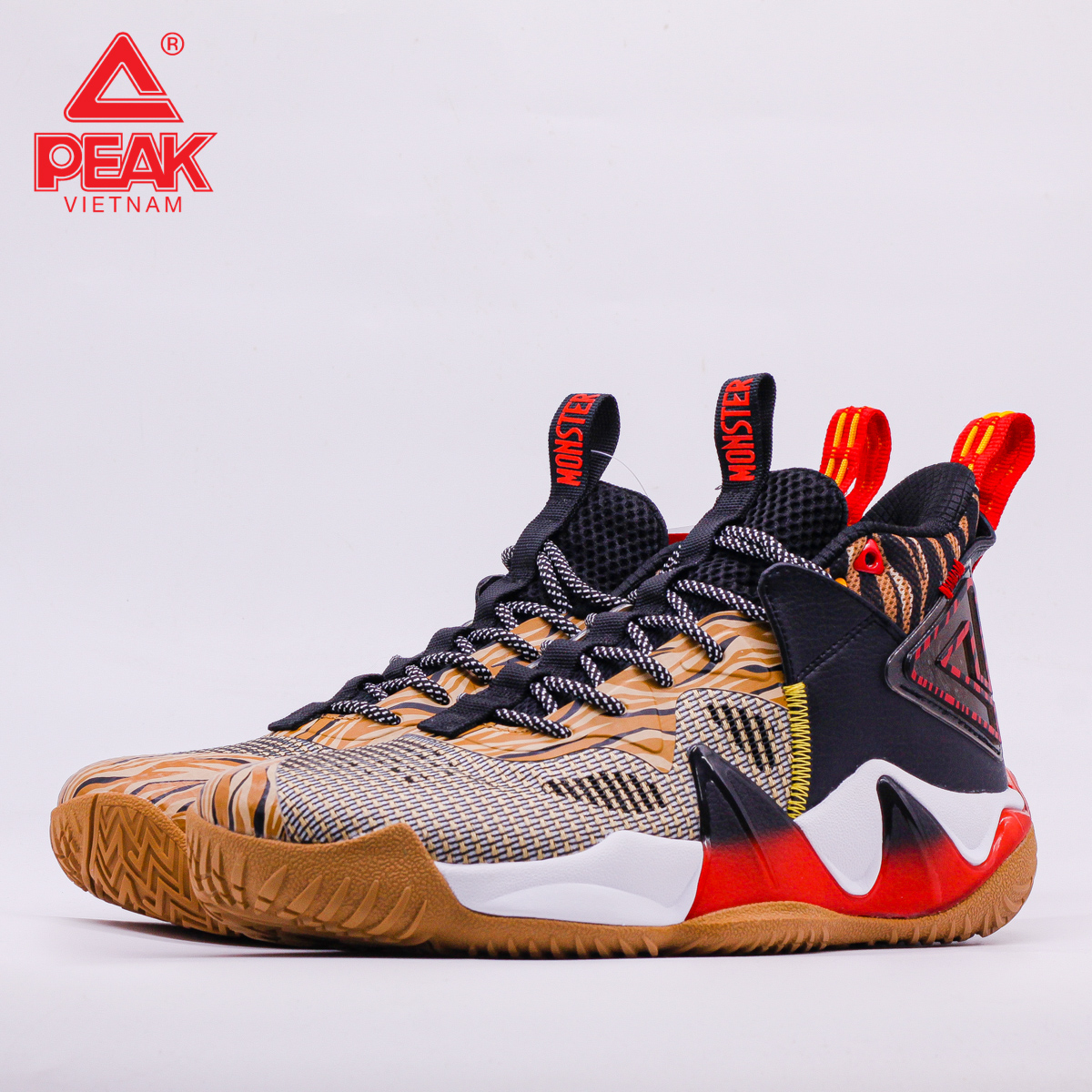 Giày Bóng Rổ Nam Cổ Cao Peak Basketball Outdoor Monster 7.2 E221041A - Màu Nâu Đen Vàng