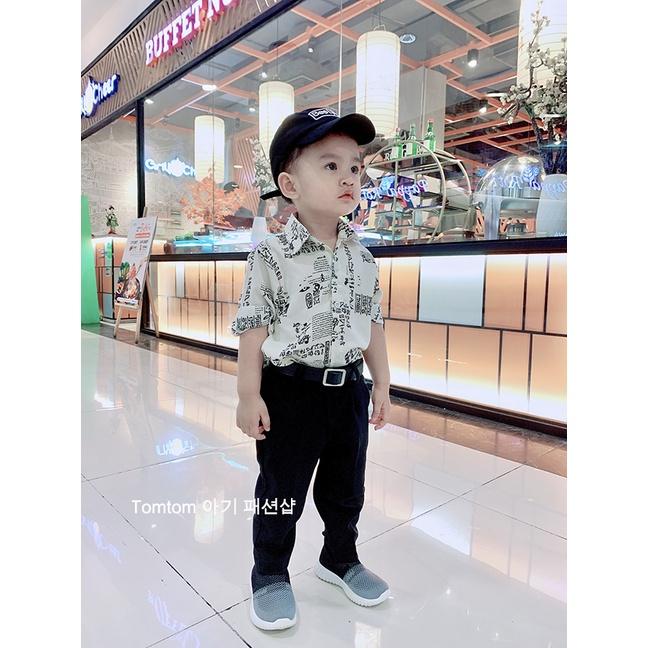 Áo sơ mi dài tay bé trai họa tiết chữ TT04