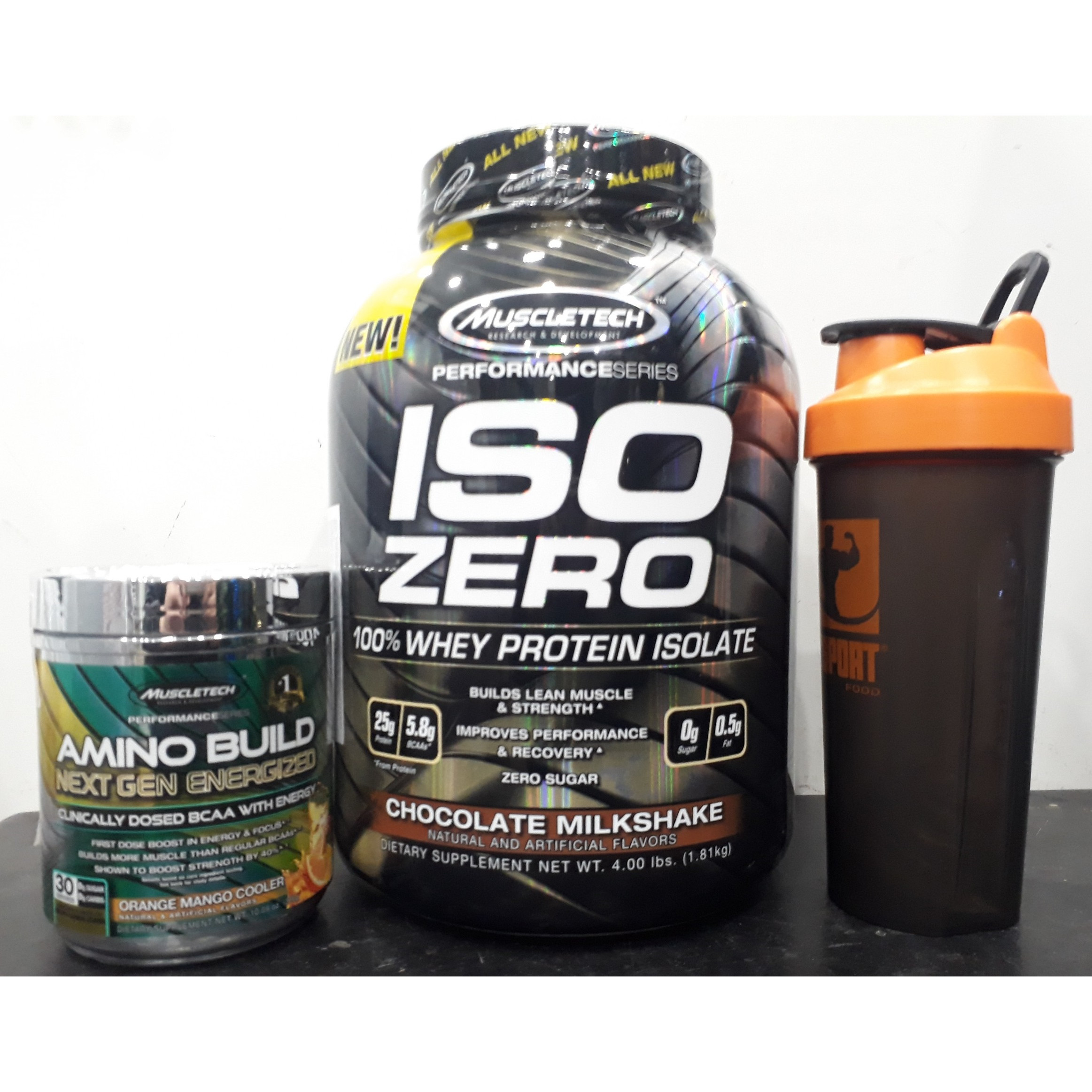 COMBO TĂNG CƠ + BCAA - Iso Zero 4lbs (1.8kg) chocolate + Amino Build 30 lần dùng vị orange mango (cam xoài) - Bổ sung Whey Protein hỗ trợ phát triển cơ bắp nhanh chóng + Bổ sung BCAA hỗ trợ xây dựng phục hồi phát triển cơ + KÈM QUÀ + HÀNG MUSCLETECH NHẬP KHẨU CHÍNH HÃNG TỪ MỸ