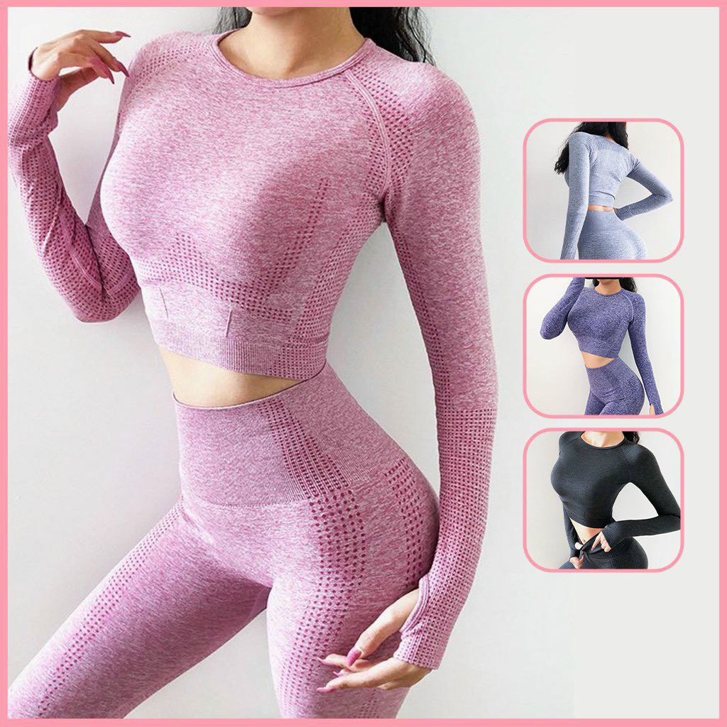 Áo Quần Tập Yoga Gym Nữ Dệt Kim Dài Tay