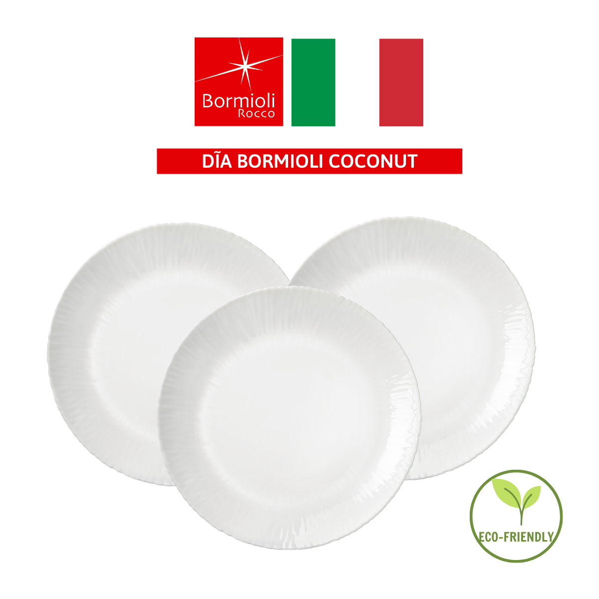 Đĩa Tròn sứ thủy tinh cao cấp Bormioli Coconut 27cm - Hàng chính hãng, nhập tại Ý
