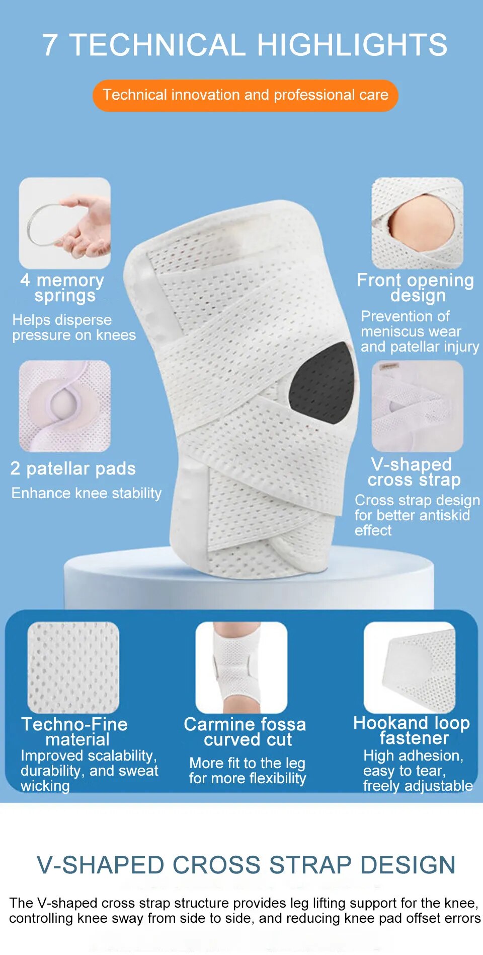 Đai bảo vệ đầu gối thể thao Sports Kneepad Men Women Pressurized Elastic Knee