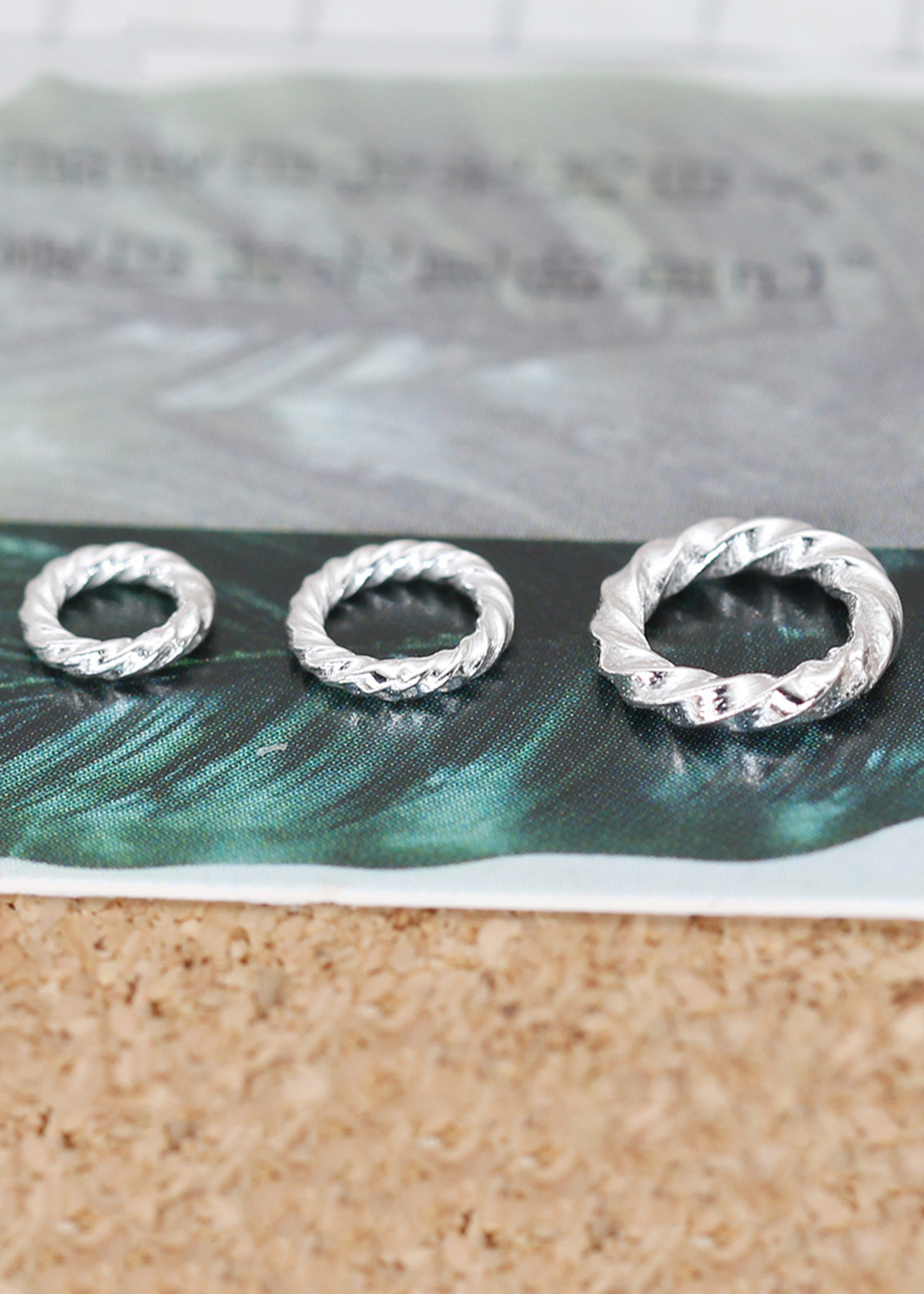 Combo charm bạc khoen tròn dạng xoắn - Ngọc Quý Gemstones