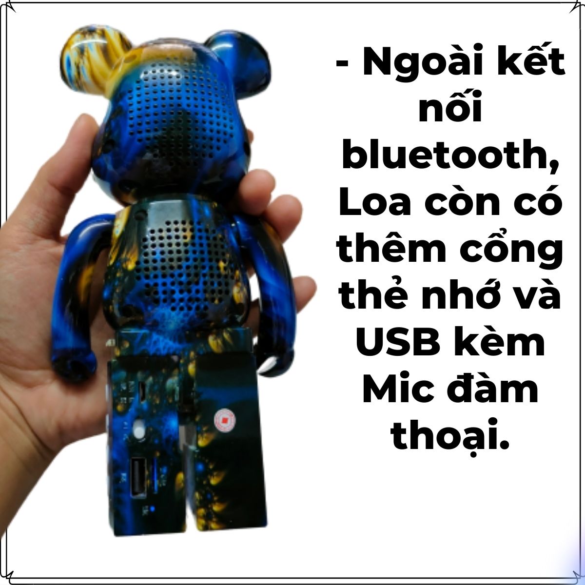 Loa Bluetooth Mini Hình Gấu B5+ Có 2 Loa 5W Công Suất Lớn, Bass Mạnh, Pin 1200mAh, Có Khe Cắm Thẻ Nhớ, USB, FM