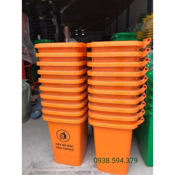 (Hàng nhập khẩu) Thùng rác nhựa công cộng 60L màu cam