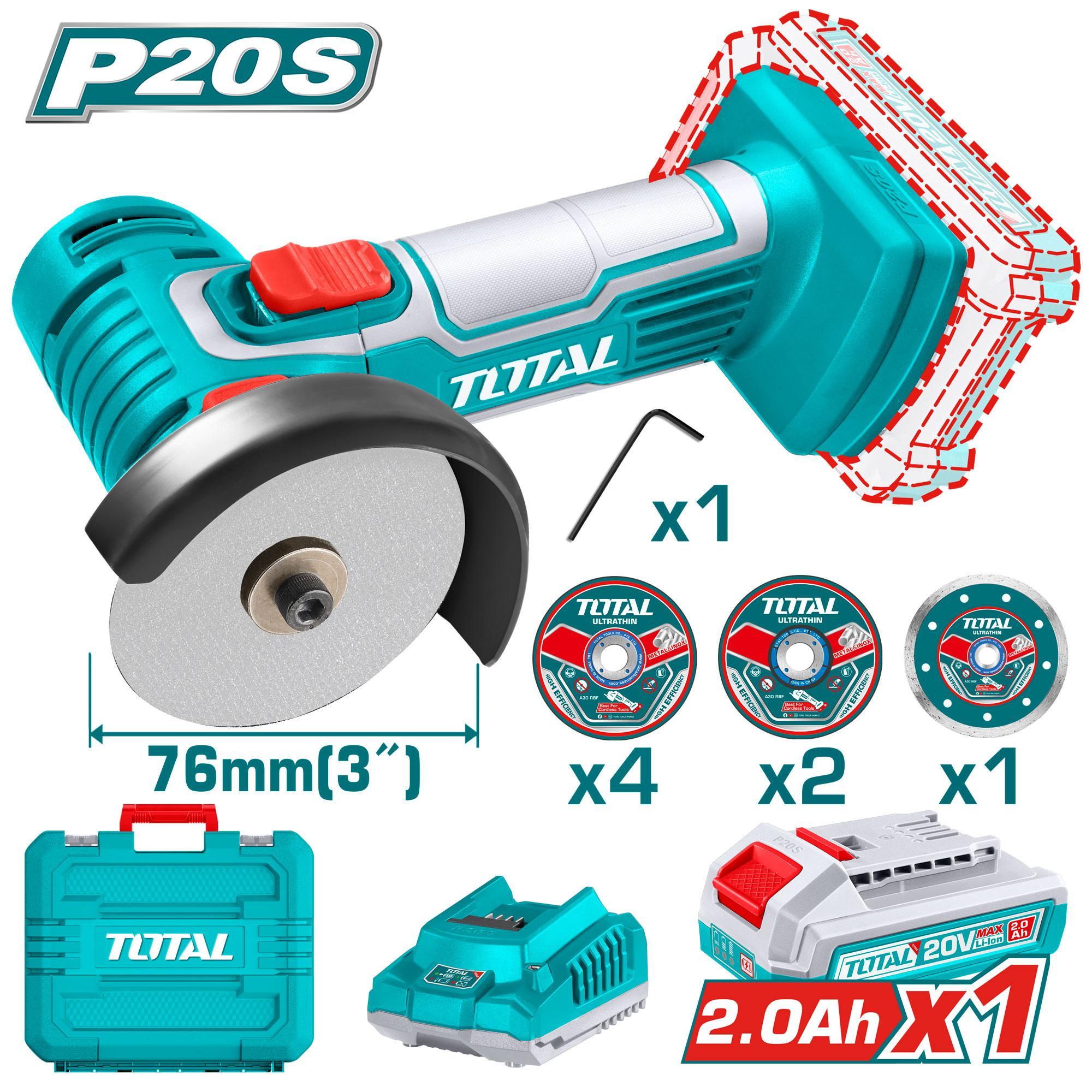 MÁY CẮT/MÀI MINI DÙNG PIN LITHIUM 20V TOTAL TAGLI76012 - HÀNG CHÍNH HÃNG