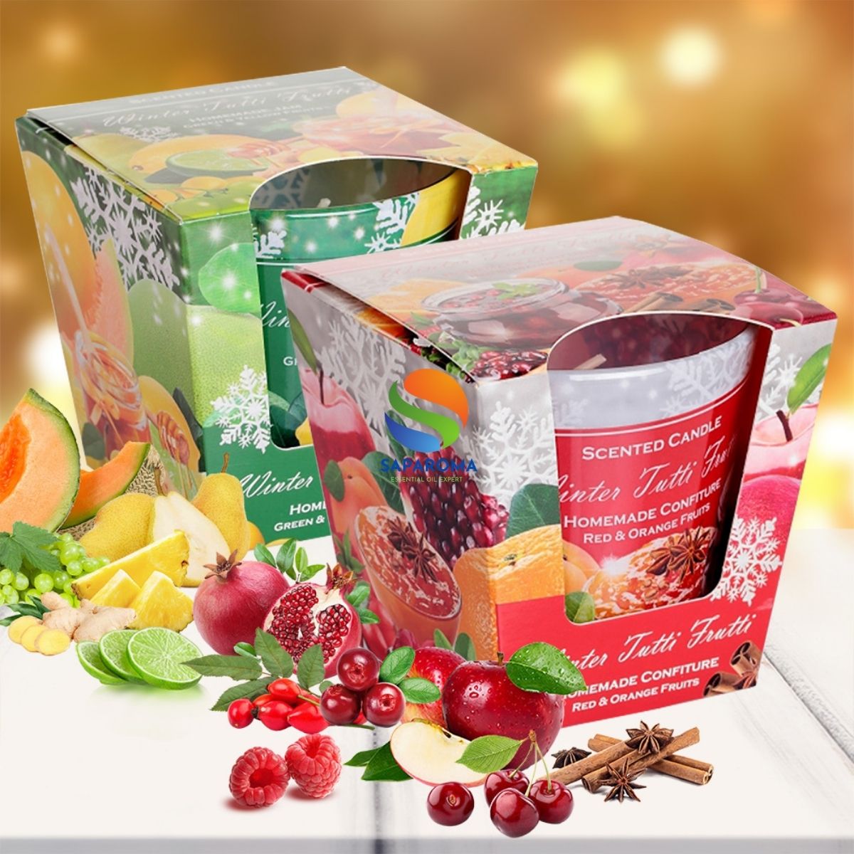 Combo 2 ly nến thơm tinh dầu Bartek Winter Tutti Frutti 115g - nho, quế, lựu, nến trang trí, thơm phòng, thư giãn, hỗ trợ khử mùi