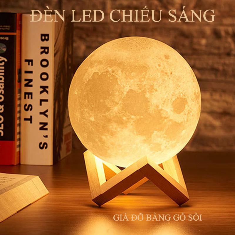 Đèn Ngủ Hình Mặt Trăng 3D Freeship Đèn LED để bàn trang trí nội thất độc đáo, dễ thương, làm quà sinh nhật siêu xinh