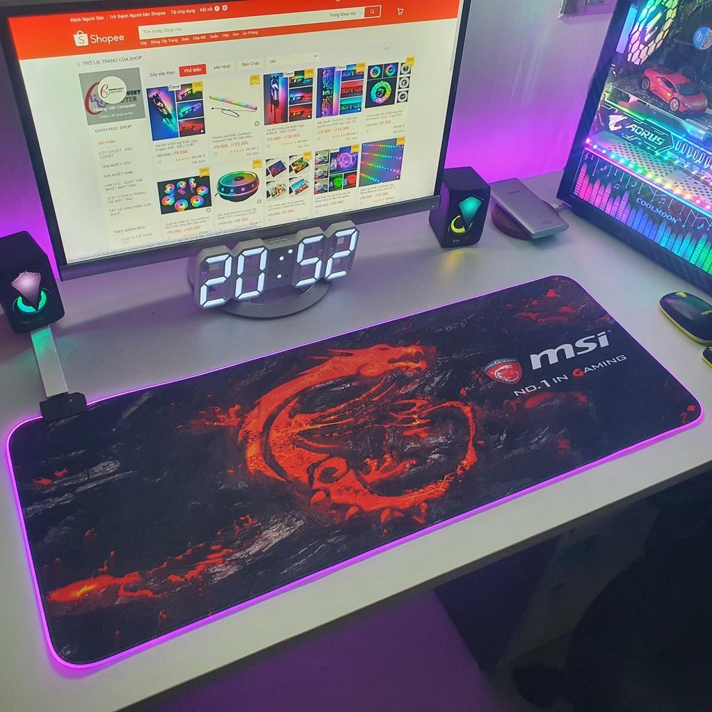 Lót chuột RGB Gaming MSI kích thước lớn 80cm x 30cm dày 4mm siêu bền - Hàng Chính Hãng