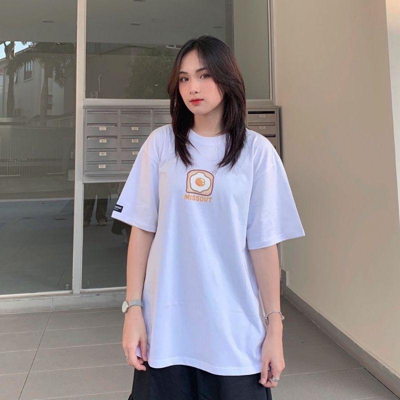 Áo thun unisex tay lỡ EGGS LOGO || Hany shop