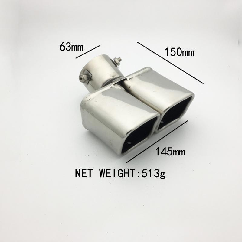 Phong cách mới nhất của ống xả bằng thép không gỉ là ống đôi họng đôi đa năng, một trong hai ống ô tô vuông là ống xả họng đuôi là