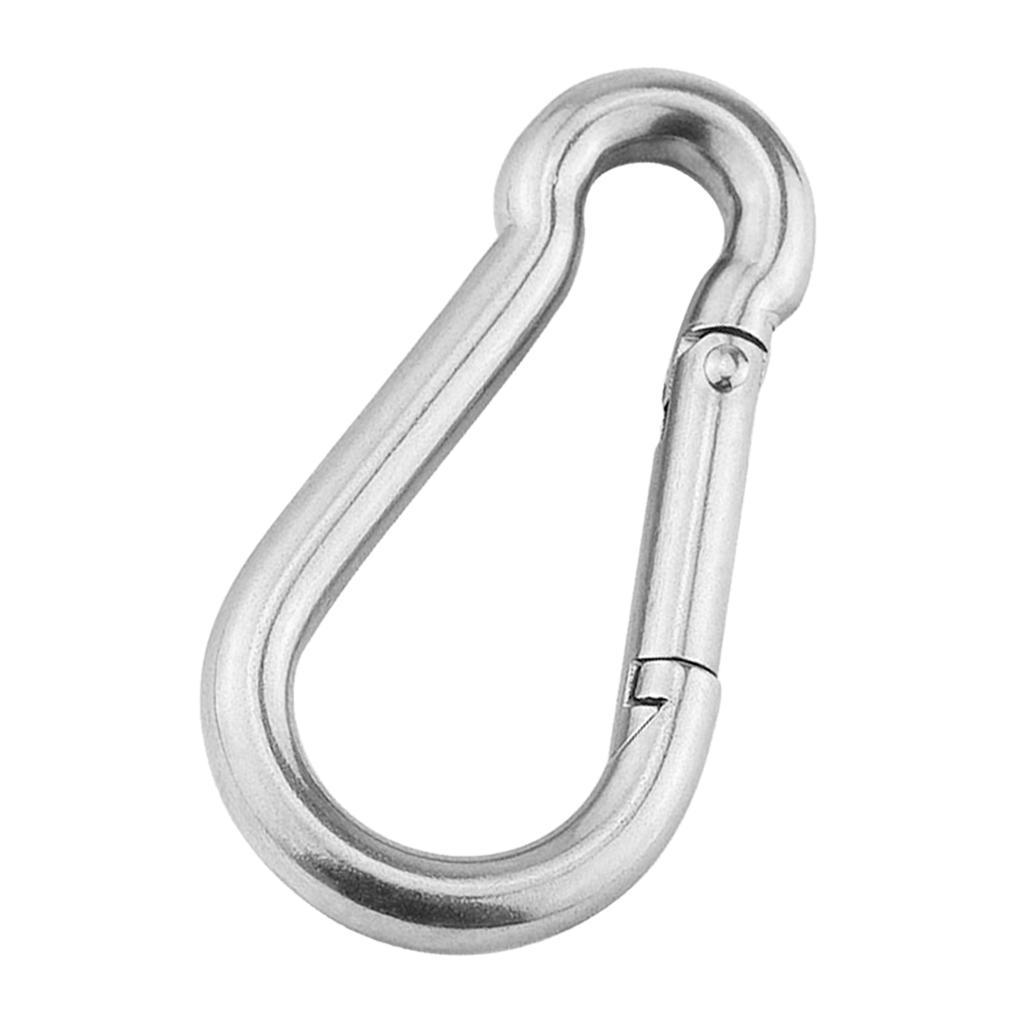 5Pcs 304 Stainless Steel Spring Snap Carabiner Quickdraw Keychain 5mm X 50mm