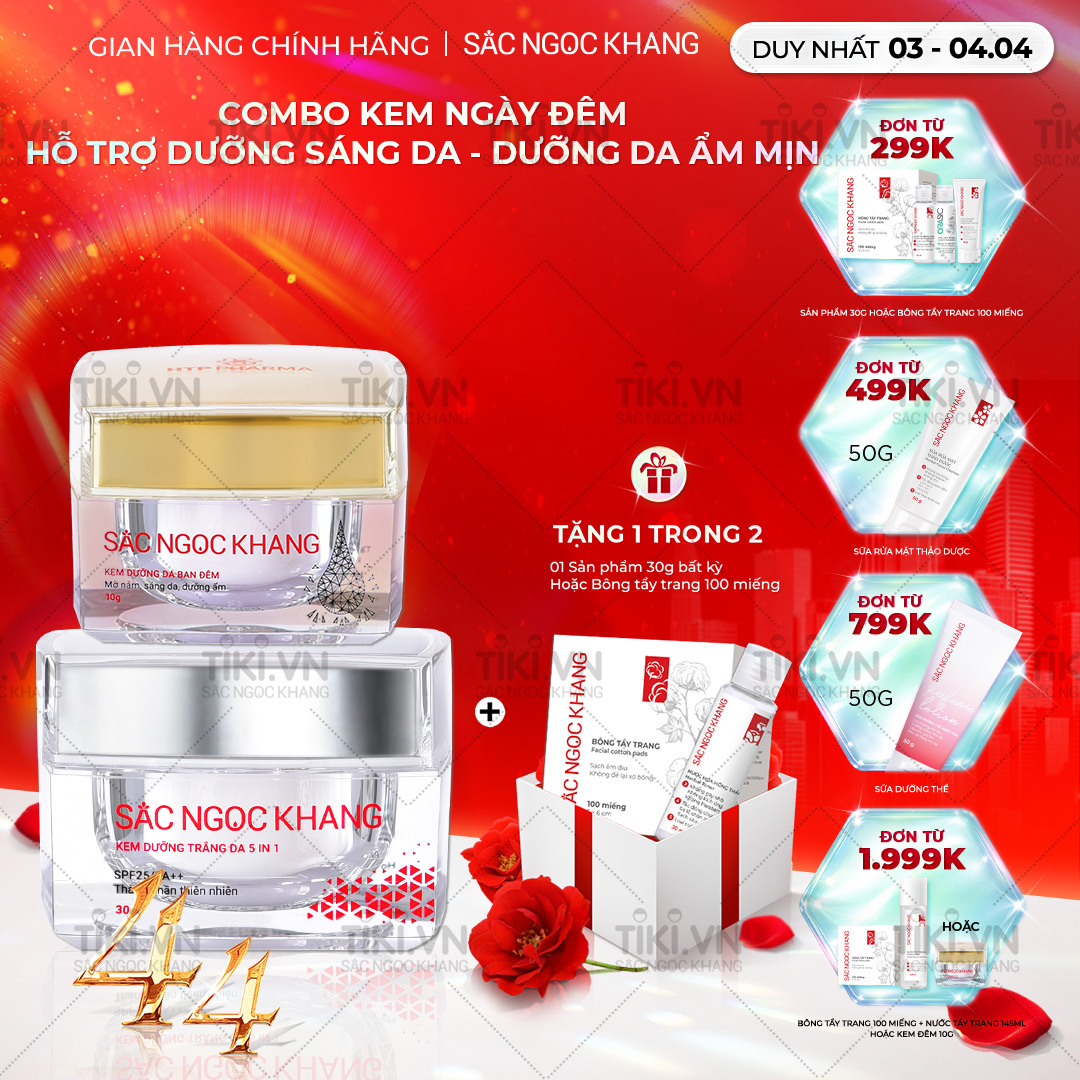 Bộ kem dưỡng ngày và đêm Kem ban ngày 5 trong 1 30ml  Kem ban đêm 30g giúp dưỡng ẩm, nâng tông, sáng da, làm mờ vết thâm, sạm, nám