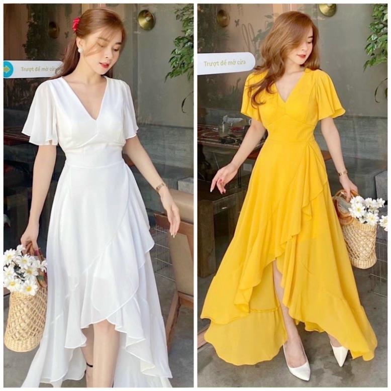 X2 Đầm váy maxi tùng bèo 2 màu  tasa
