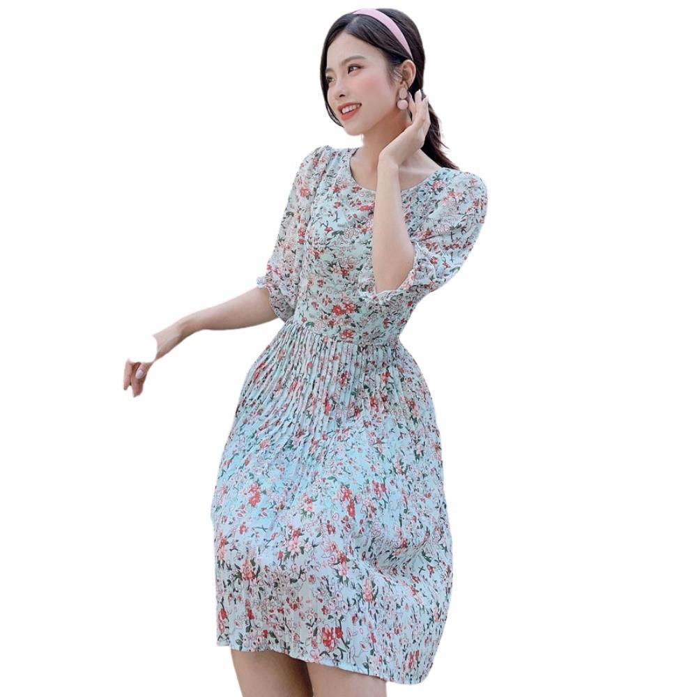 ĐẦM VÁY NỮ HOA PHỐI TRẺ TRUNG DẬP LY - MH0032