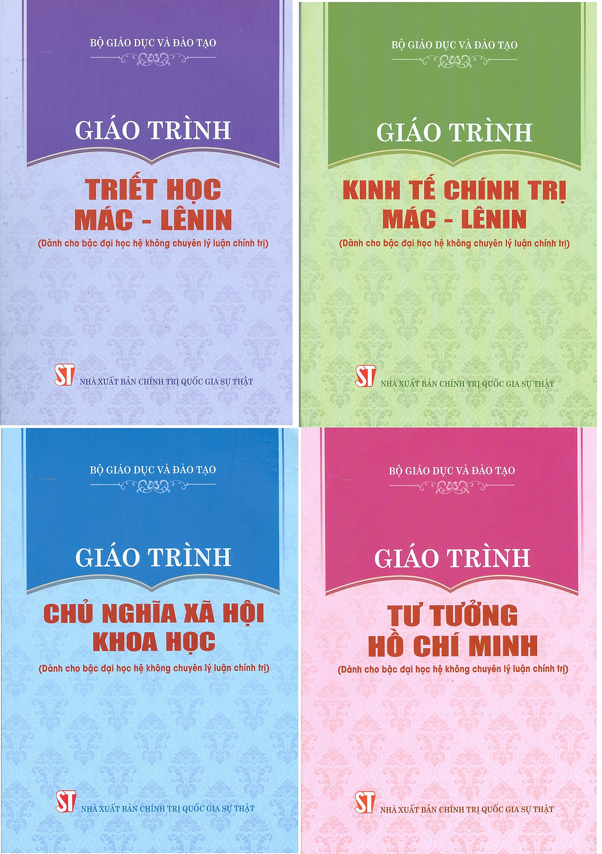 Combo 4 cuốn Giáo Trình Dành Cho Bậc Đại Học Hệ Không Chuyên Lý Luận Chính Trị: Giáo Trình Triết Học Mác – Lênin + Giáo Trình Kinh Tế Chính Trị Mác – Lênin + Giáo Trình Chủ Nghĩa Xã Hội Khoa Học + Giáo Trình Tư Tưởng Hồ Chí Minh - Bộ mới năm 2021