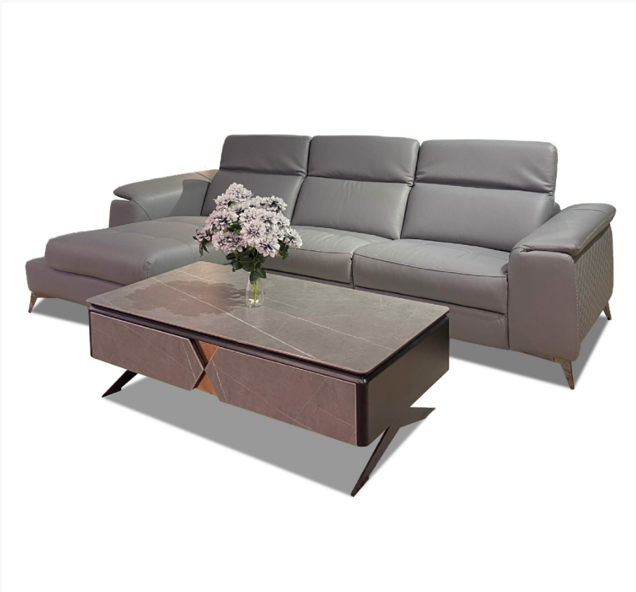 Sofa Thư Giãn Da Bò Chỉnh Điện 2m95 - 1933 Blue Grey