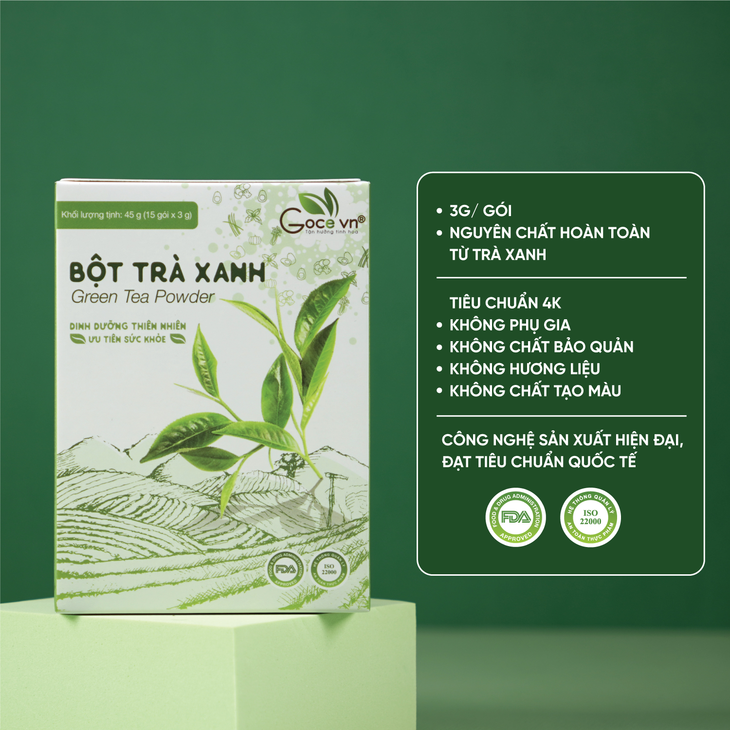 Bột trà xanh nguyên chất Goce - 45g ST