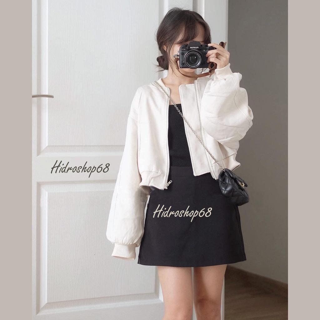 Áo bomber kaki dáng ngắn tay dài áo khoác croptop phong cách thể thao Hidroshop68 - Thời trang Hidro