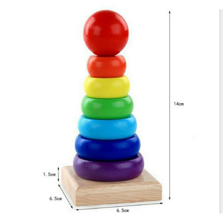 Tháp gỗ cầu vồng cho bé