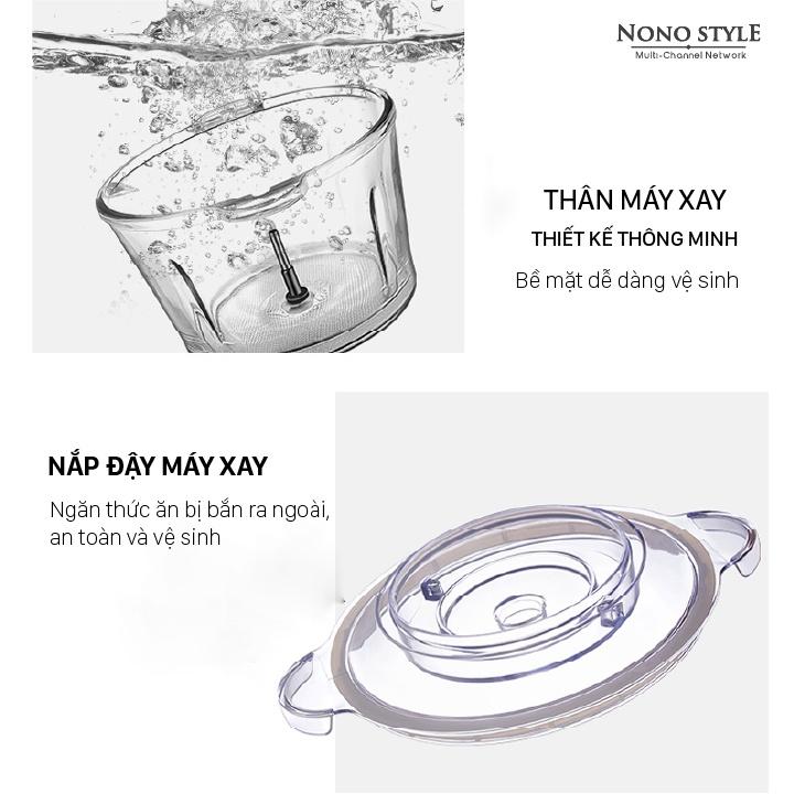 Máy Xay Thịt 2 Lưỡi Kép - Máy Xay Thực Phẩm Đăng Cối Thủy Tinh Nono Style