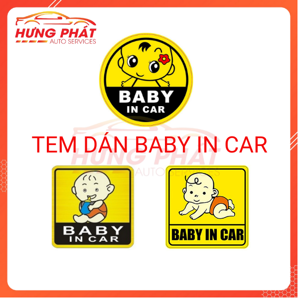 1. Tem Dán Ô Tô Baby In Car, Dán Đuôi Xe Ô Tô, Decal Dán Trang Trí Xe Ô Tô Nhiều Hình Ngộ Nghĩnh