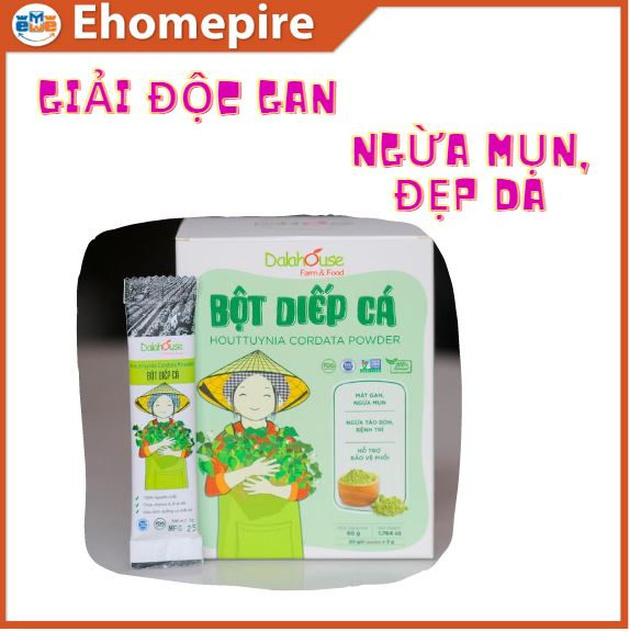 Bột Diếp Cá Nguyên Chất Sấy Lạnh DalaHouse 60g - Hỗ trợ bệnh Trĩ kháng Viêm Tiêu hóa tốt - Nguyên liệu nấu cháo súp