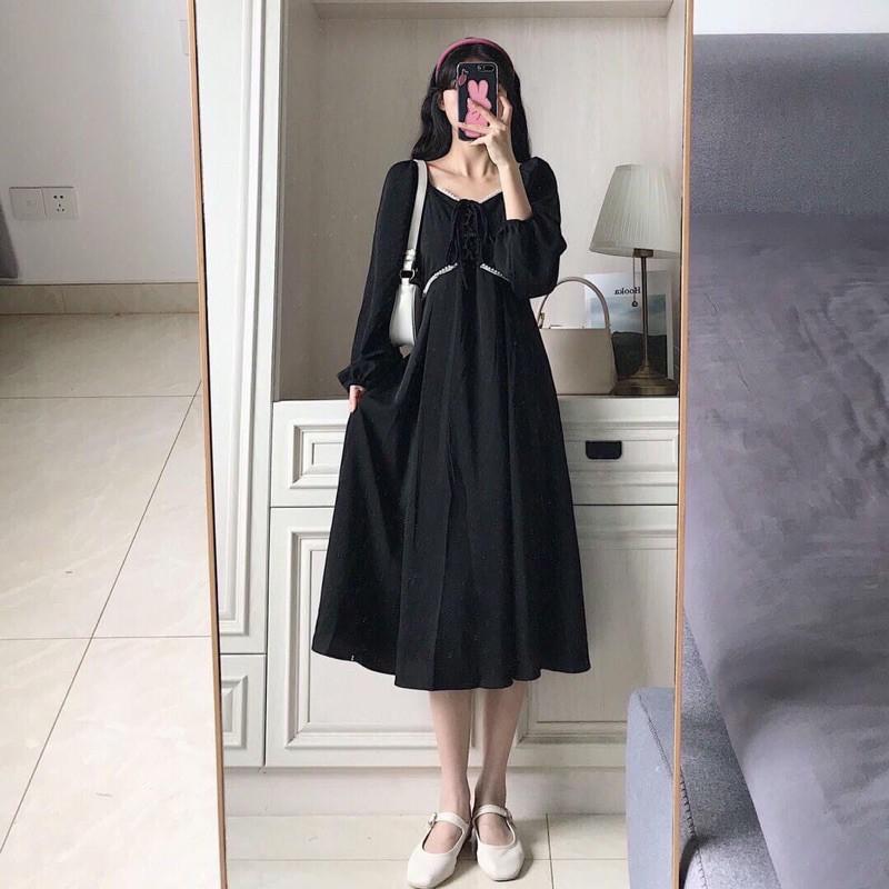 ĐẦM ĐEN TAY DÀI DÁNG DÀI