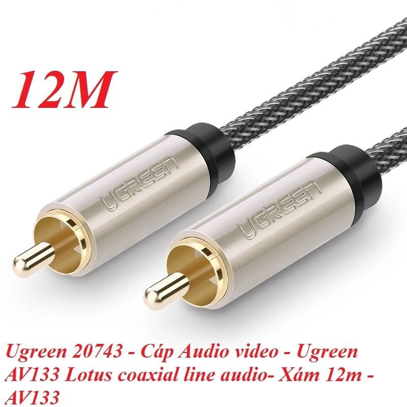 Ugreen UG20743AV133TK 12M màu Xám Cáp âm thanh bông sen Coaxial cao cấp - HÀNG CHÍNH HÃNG