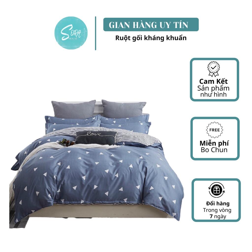 Bộ Chăn Ga Cotton Poly Tam Giác Xanh
