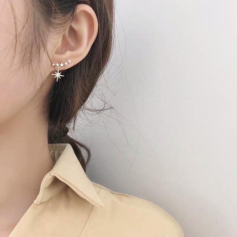 Khuyên tai bạc dải sao hoa tuyết cá tính