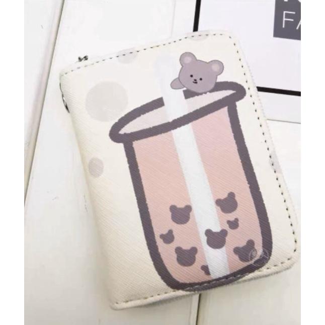 Ví Da Mini Cầm Tay 10 Ngăn Họa Tiết Chú Gấu 9 Mẫu Trà Sữa Ngộ Nghĩnh Bóp Nữ Da PU Cute Hot Trend