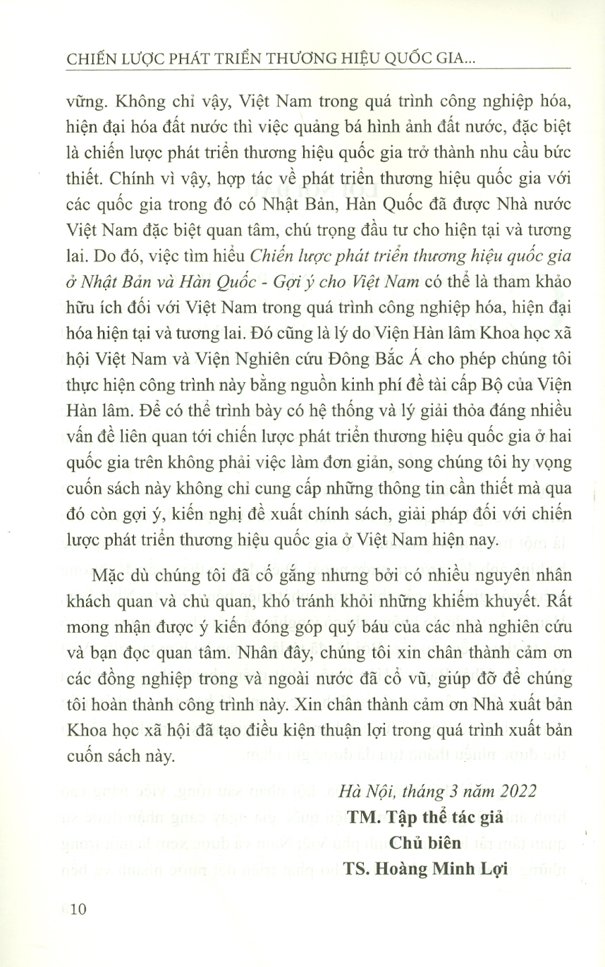 Chiến Lược Phát Triển Thương Hiệu Quốc Gia Ở Nhật Bản Và Hàn Quốc - Gợi Ý Cho Việt Nam (Sách chuyên khảo)