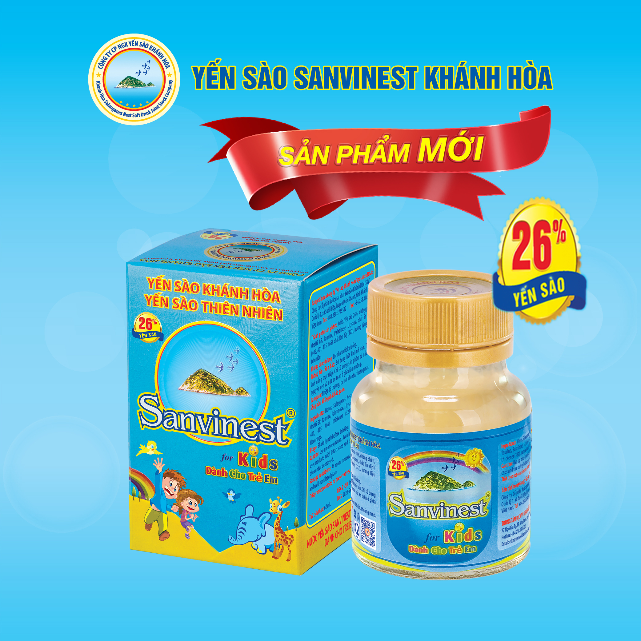 [Hộp 1 lọ] Nước Yến sào Sanvinest Khánh Hòa dành cho trẻ em 62ml - S211