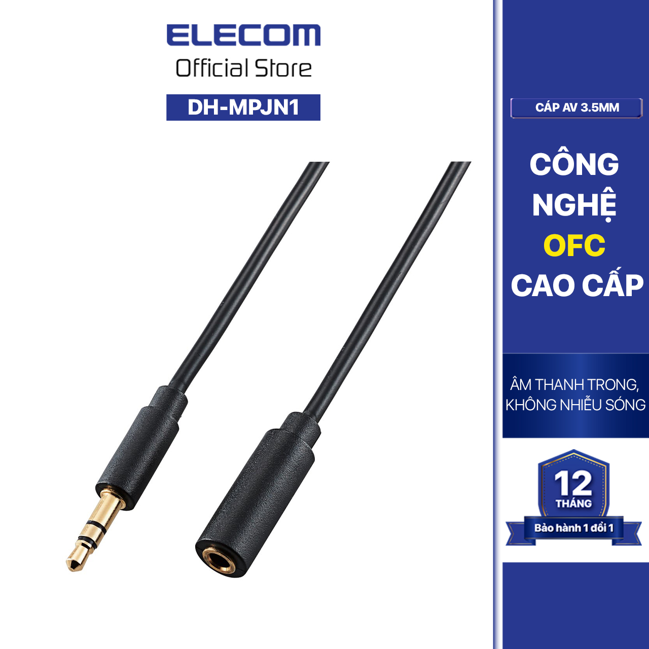 Cáp Audio Nối Dài Jack 3.5MM ELECOM DH-MPJN - Hàng Chính Hãng